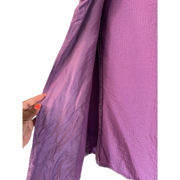 Eileen Fisher Blazer Purple Open Lightweight Silk Stitched Relaxed Mature Sie XL - Picture 8 of 11